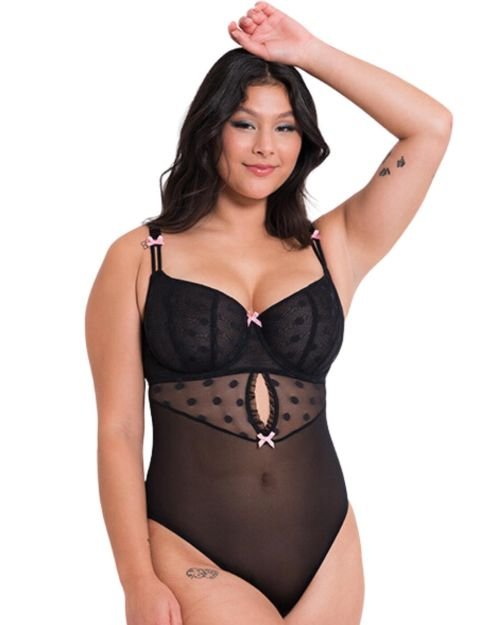 Curvy Kate Frill Me Balcony Body - Black/Pink