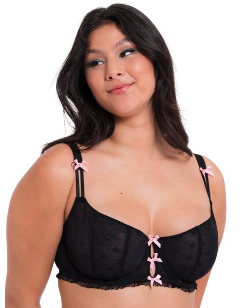 Curvy Kate Frill Me Balcony Bra - Black/Pink
