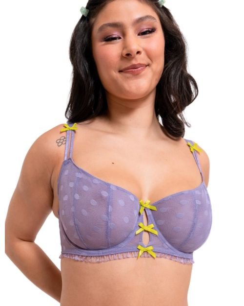 Curvy Kate Frill Me Balcony Bra - Mauve/Lime