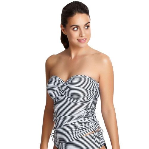 Panache Anya Stripe Tankini Top - Black/White