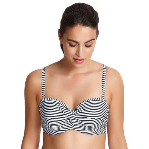 Panache Anya Stripe Bandeau Bikini Top - Black/White