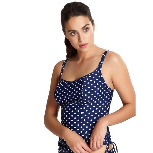 Panache Anya Spot Tankini Top - Navy/Ivory