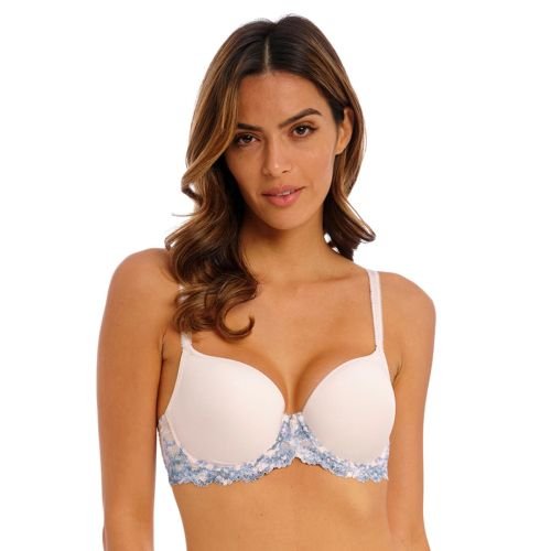 Wacoal Embrace Lace Contour Bra - Pastel Parchment/ Blue Multi