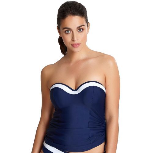 Panache Anya Cruise  Moulded Bandeau Tankini Top - Navy/White