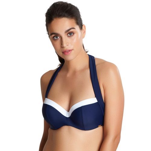 Panache Anya Cruise Moulded Multiway Halter Bikini Top - Navy/White