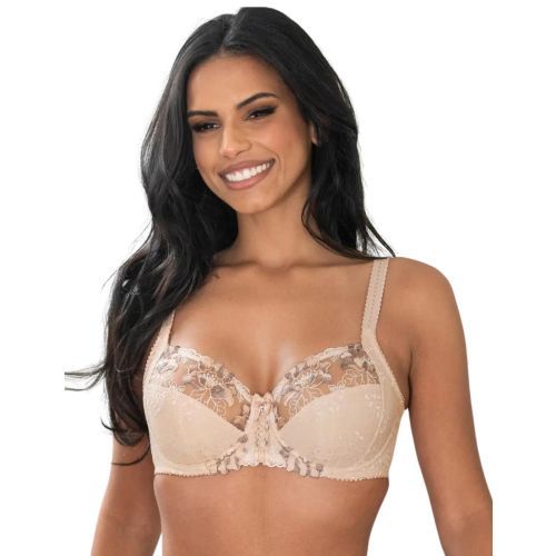 Pour Moi Sofia Lace Embroidered Side Support Bra - Latte