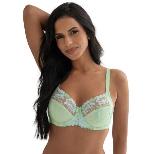 Pour Moi Sofia Lace Embroidered Side Support Bra - Pistachio/Blue