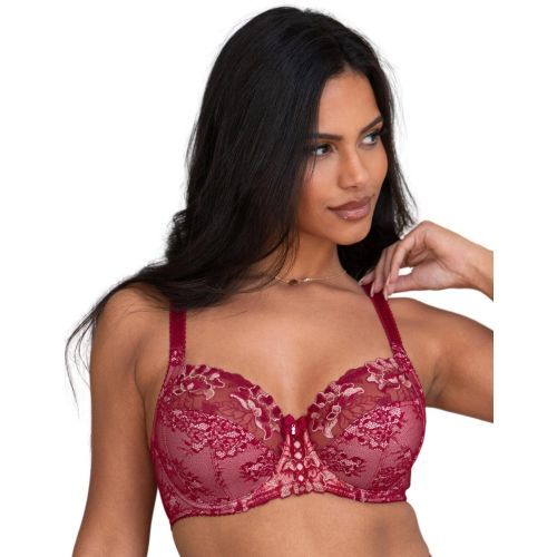 Pour Moi Sofia Lace Embroidered Side Support Bra - Red