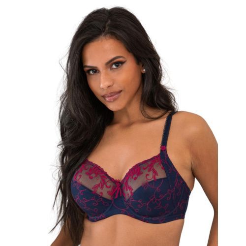 Pour Moi Imogen Rose Full Cup Bra - Navy/ Raspberry