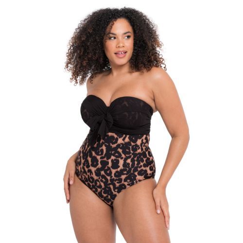 Curvy Kate Wrapsody Bandeau Swimsuit - Leopard Print