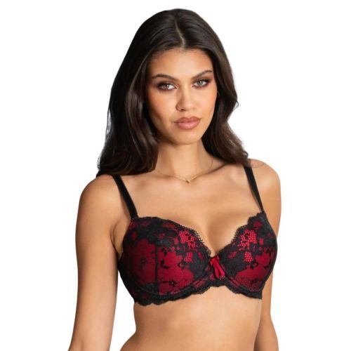 Pour Moi Amour Padded Underwired Bra - Black/Scarlet