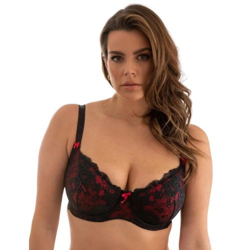 Pour Moi Amour Non Padded Balcony Bra - Black/Scarlet