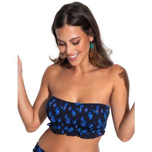 Pour Moi Free Spirit Strapless Bikini Top - Black Ditsy