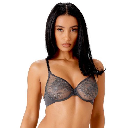 Gossard Glossies Lace Sheer Bra - Charcoal