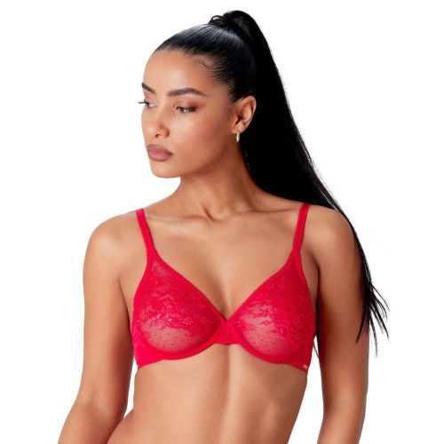 Gossard Glossies Lace Sheer Bra - Chilli Red