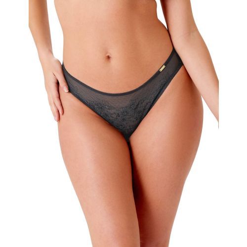 Gossard Glossies Lace Brief - Charcoal