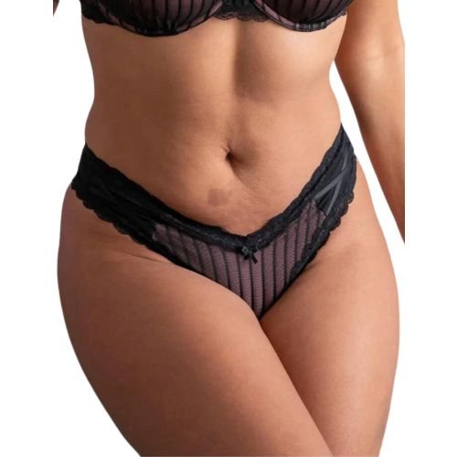 Pour Moi Luxe Linear Brazilian Brief - Black/Blush