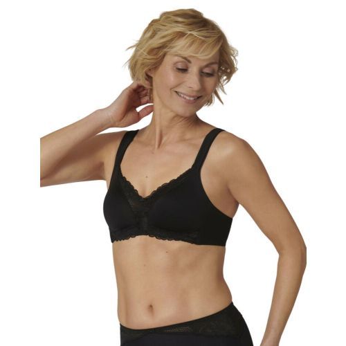 Triumph Modern Lace Cotton Non Wired Bra - Black