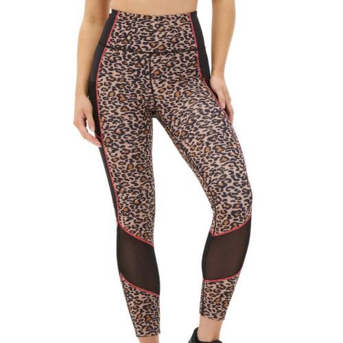 Pour Moi Energy Printed Mesh Panel Legging - Leopard/Coral