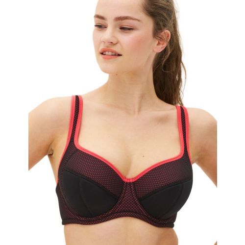 Pour Moi Energy Reach Underwired Sports Bra - Black/Coral