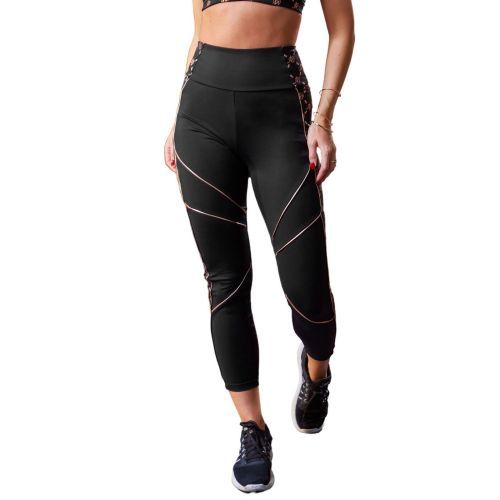 Pour Moi Energy Pulse Panelled Leggings - Black/Gold