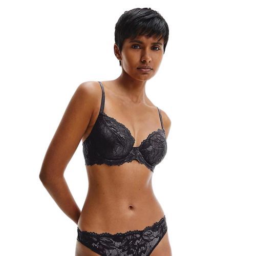 Calvin Klein Seductive Comfort Lotus Floral Full Cup Bra - Black