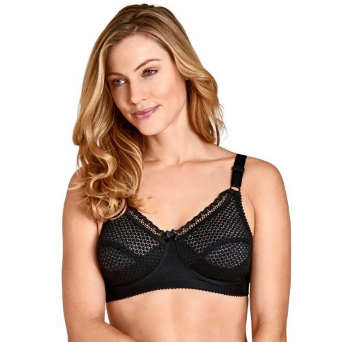 Miss Mary Of Sweden Cotton Dots Full Cup Non Wired Bra - Black