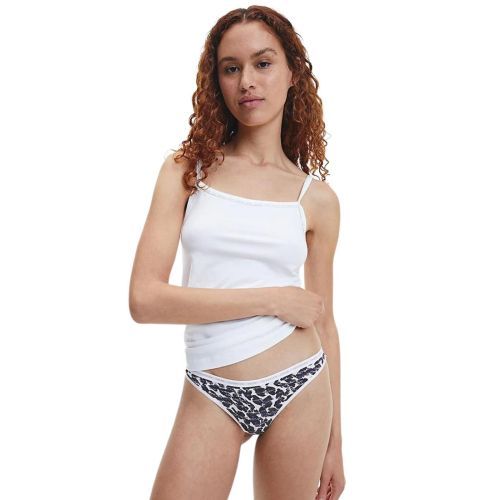 Calvin Klein CK One Cotton Thongs 2 Pack - Black/Scanned Wrong/Winter Linen