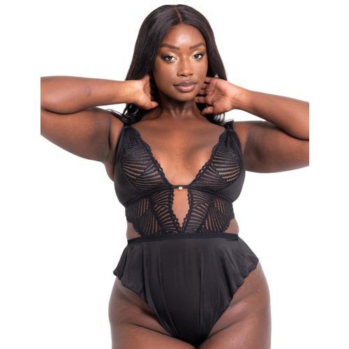 Scantilly by Curvy Kate After Hours Stretch Lace Teddy - Black