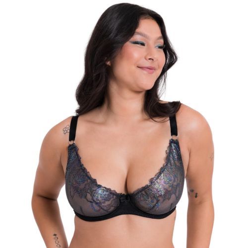 Curvy Kate Stand Out Scooped Plunge Bra - Black Sparkle