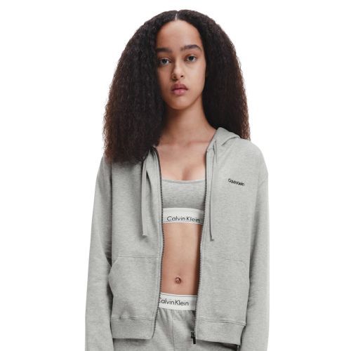 Calvin Klein Modern Cotton Full Zip Hoodie Top - Grey Heather