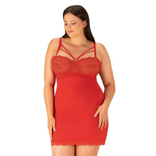 Obsessive Loventy Chemise and Thong Set - Red