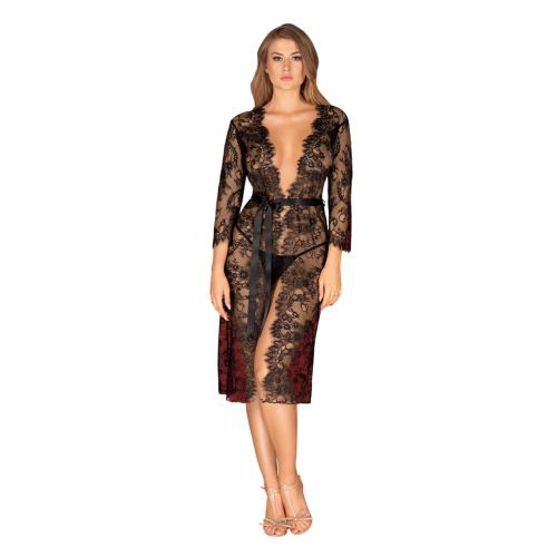 Obsessive Lashy Peignoir Robe - Black
