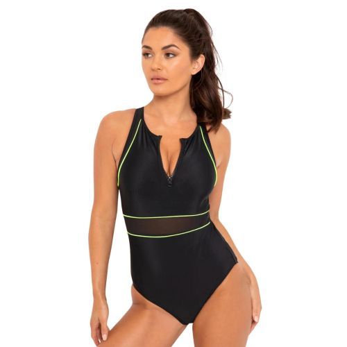 Pour Moi Energy Recycled Material High Neck Swimsuit - Black