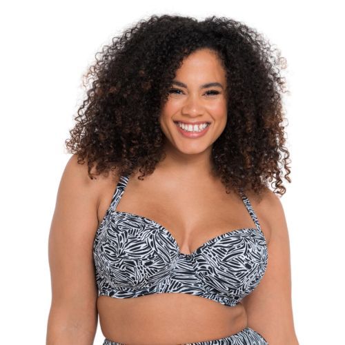 Curvy Kate Sundown Balcony Bikini Top - Black Print