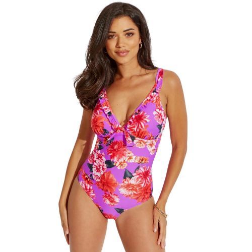 Pour Moi Getaway Frill Control Swimsuit - Ultraviolet Floral