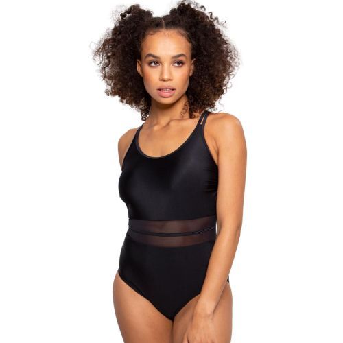 Pour Moi Energy Double Strap Racerback Mesh Swimsuit - Black