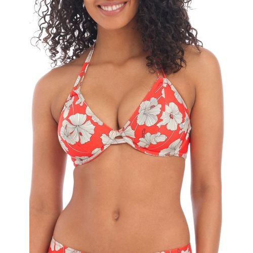 Freya Hibiscus Beach Halter Bikini Top - Sunset