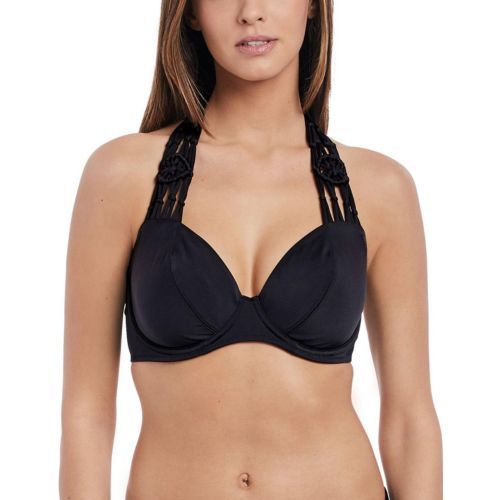 Freya Macrame Halter Bikini Top - Black