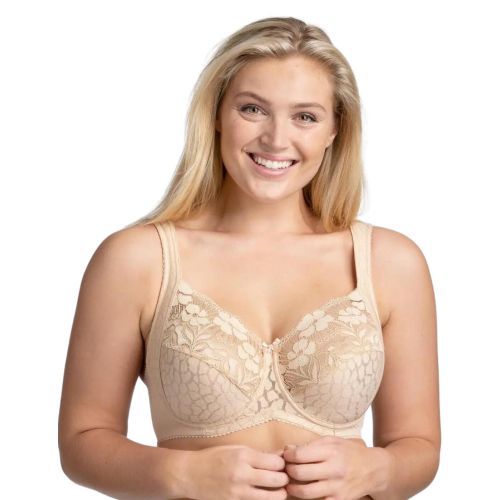 Miss Mary Of Sweden Jacquard & Lace Underwired Bra - Beige