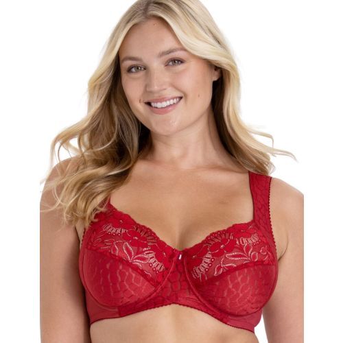 Miss Mary Of Sweden Jacquard & Lace Underwired Bra - English Red