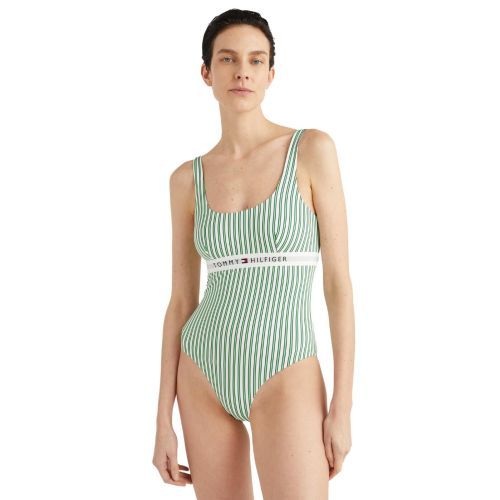 Tommy Hilfiger TH Vertical Stripe One Piece Swimsuit Swimsuit - Nola Stripe Spring Lime