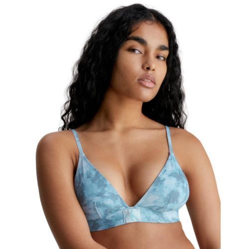 Calvin Klein CK Authentic Triangle Bikini Top - Tie Dye Blue