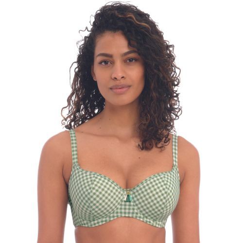 Freya Check In Sweetheart Bikini Top - Khaki