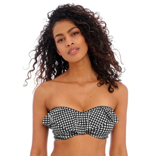 Freya Check In Bandeau Bikini Top - Monochrome