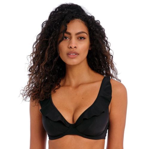 Freya Jewel Cove High Apex Bikini Top - Plain Black