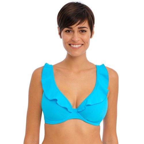 Freya Jewel Cove High Apex Bikini Top - Plain Turquoise