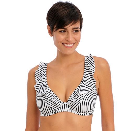 Freya Jewel Cove High Apex Bikini Top - Stripe Black