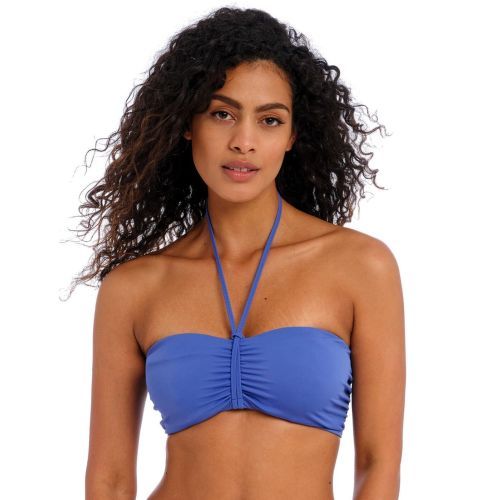 Freya Jewel Cove Bandeau Bikini Top - Plain Azure