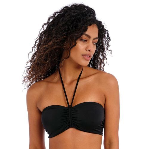 Freya Jewel Cove Bandeau Bikini Top - Plain Black